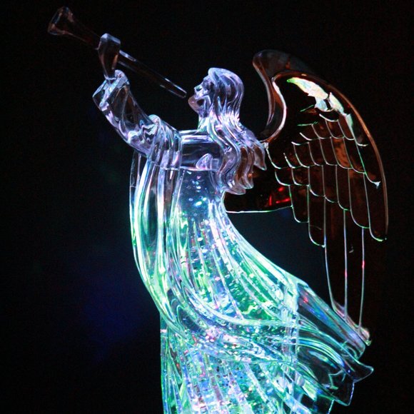 Angels Wings Trumpet Led Light Up Figurine Swirling Glitter Sparkling Snow Globe - Picture 2 of 8